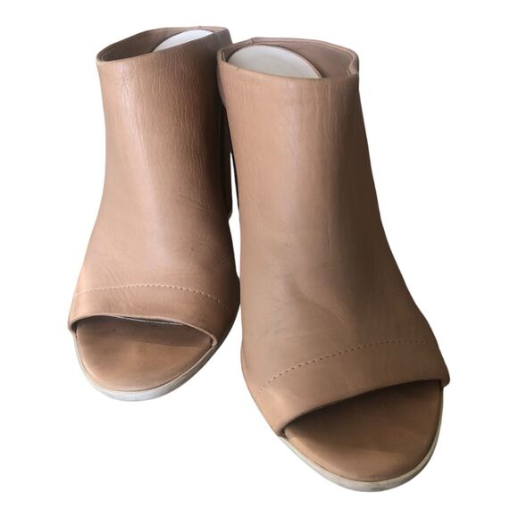 Vince Allison‎ Peep-Toe Italian Leather Mule Nude BeigeSandal Slides Size 9.5 - Picture 11 of 13